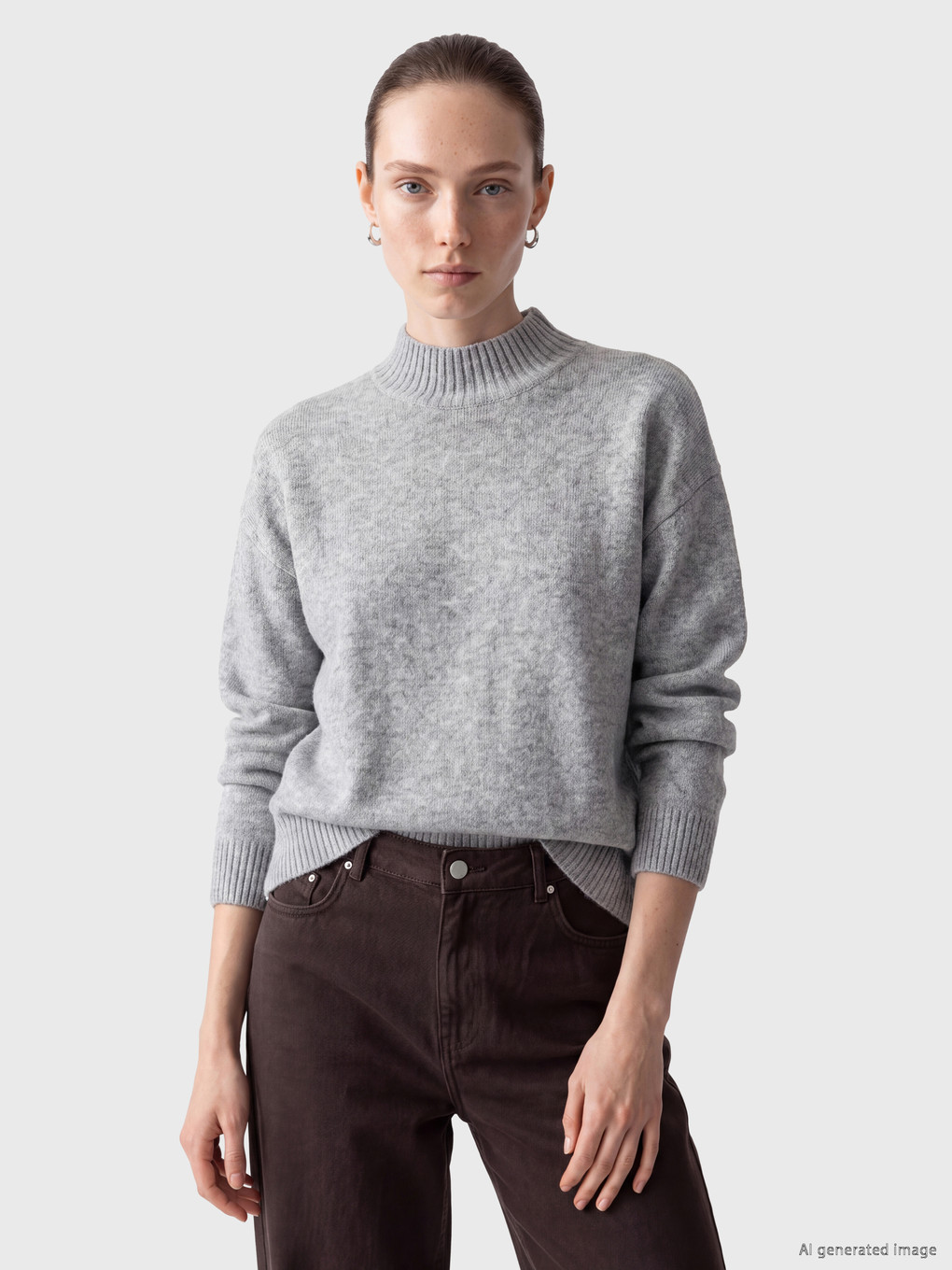 Mock Neck Women's Knitwear Sweater-1