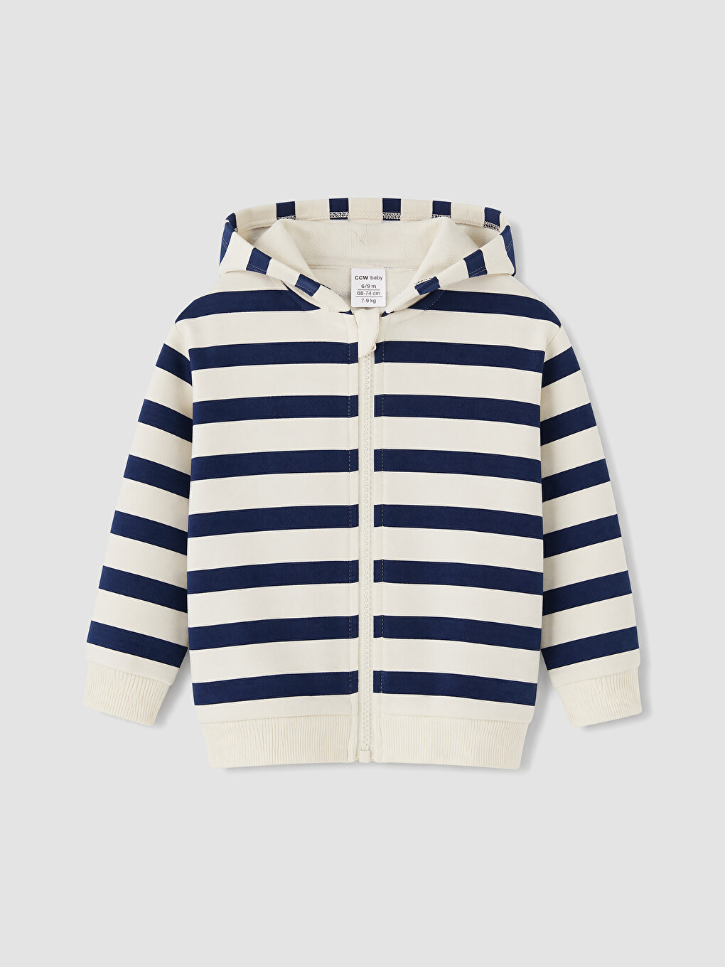 Lacivert Erkek Bebek Kapüşonlu Fermuarlı Sweatshirt