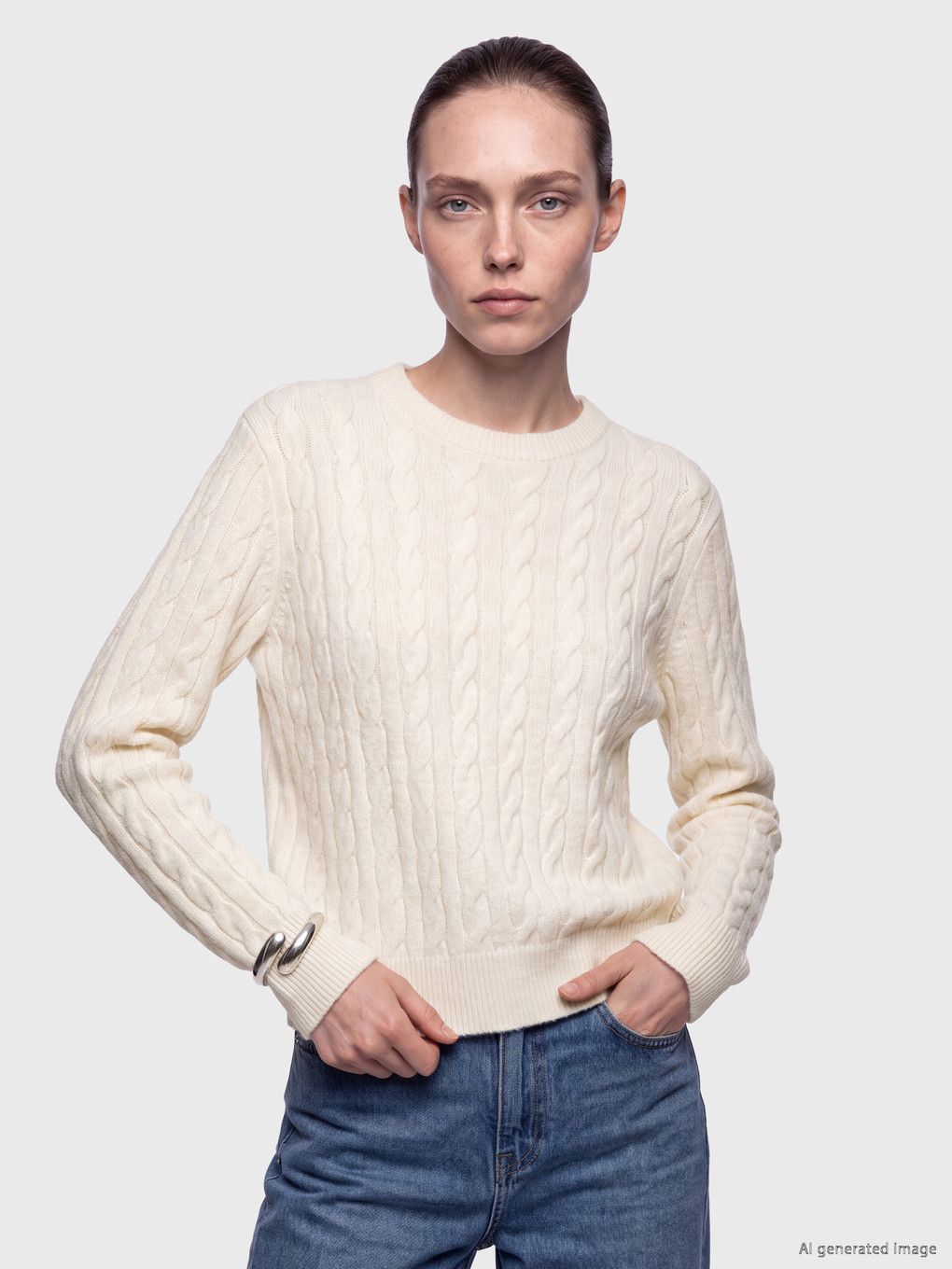 Cable Knit Patterned Women's Knitwear Sweater-1
