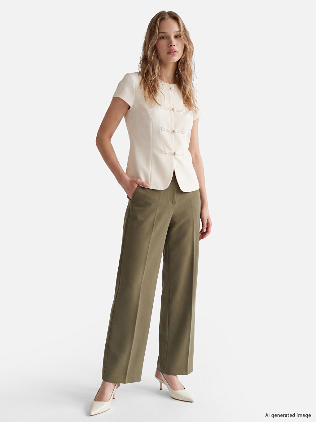 Haki Regular Fit Kadın Pantolon