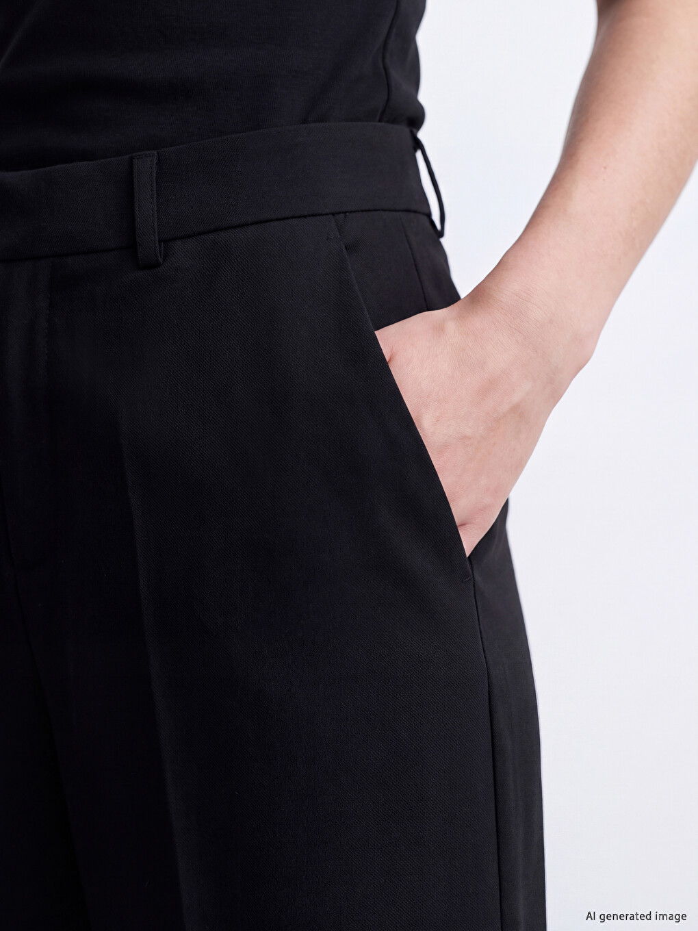 Siyah Regular Fit Kadın Pantolon-2