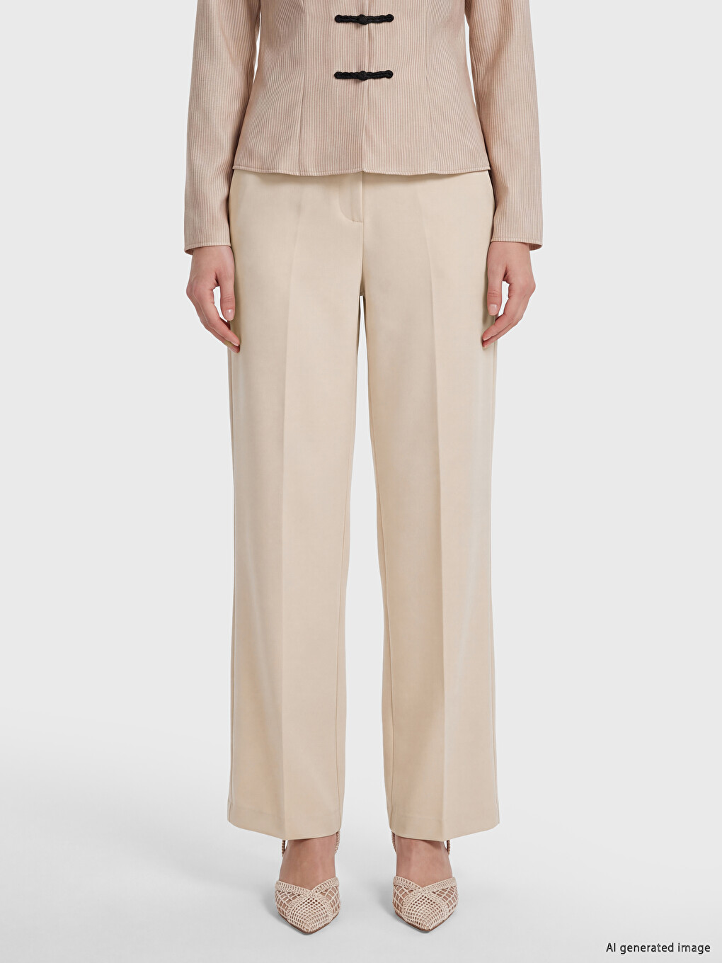 Bej Regular Fit Kadın Pantolon-1