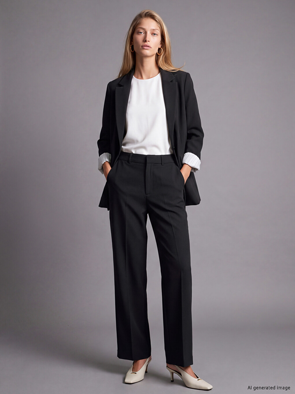 Siyah Regular Fit Kadın Pantolon
