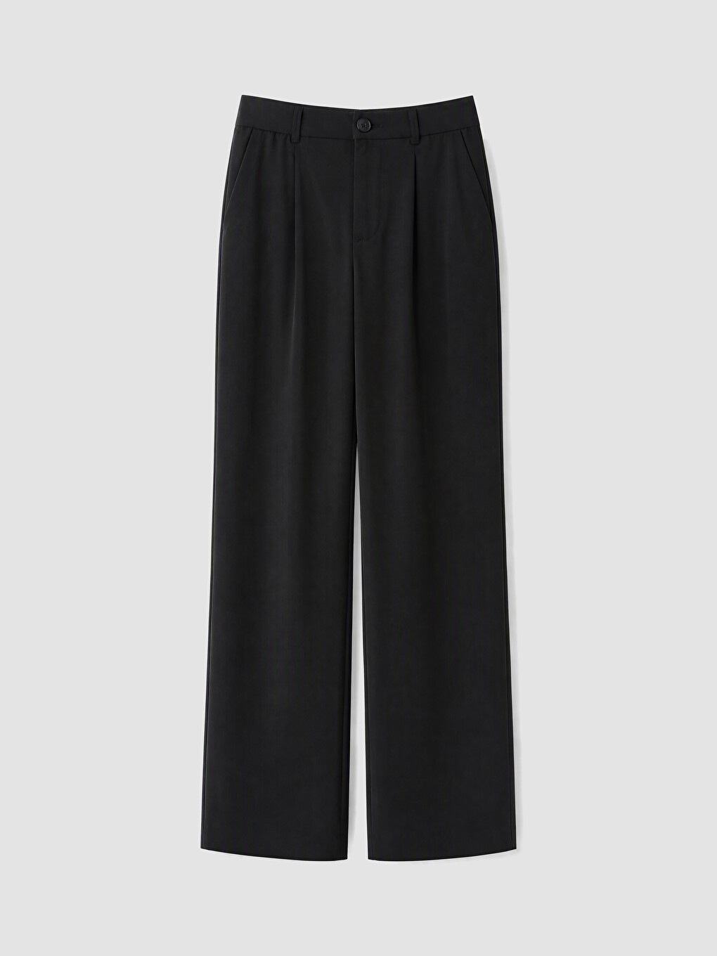 Siyah Loose Fit Kadın Pileli Kumaş Pantolon