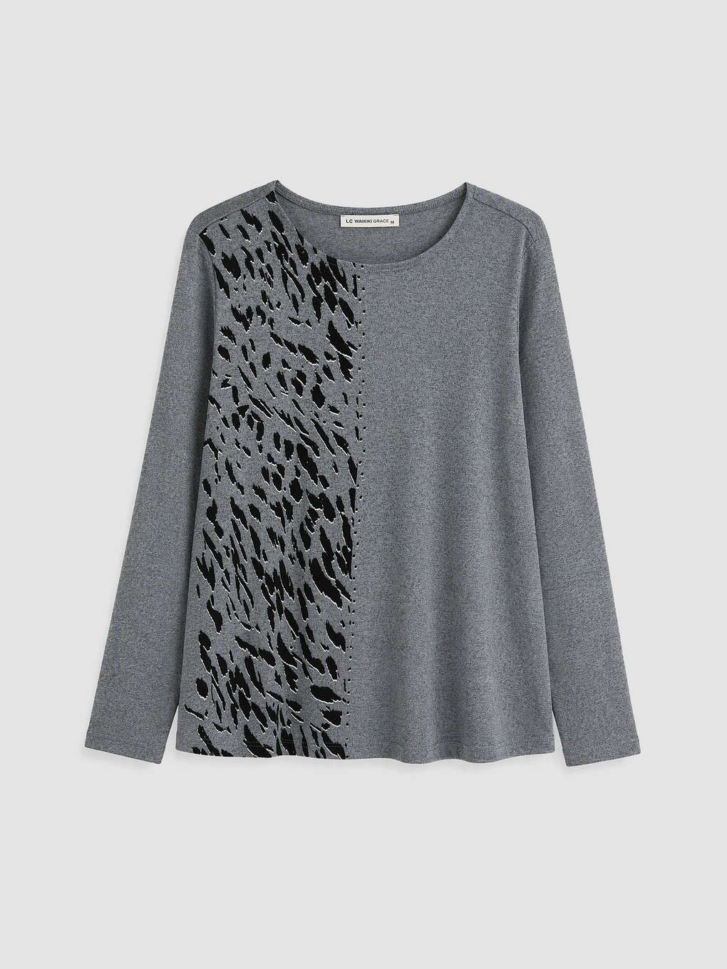Crew Neck Patterned Blouse