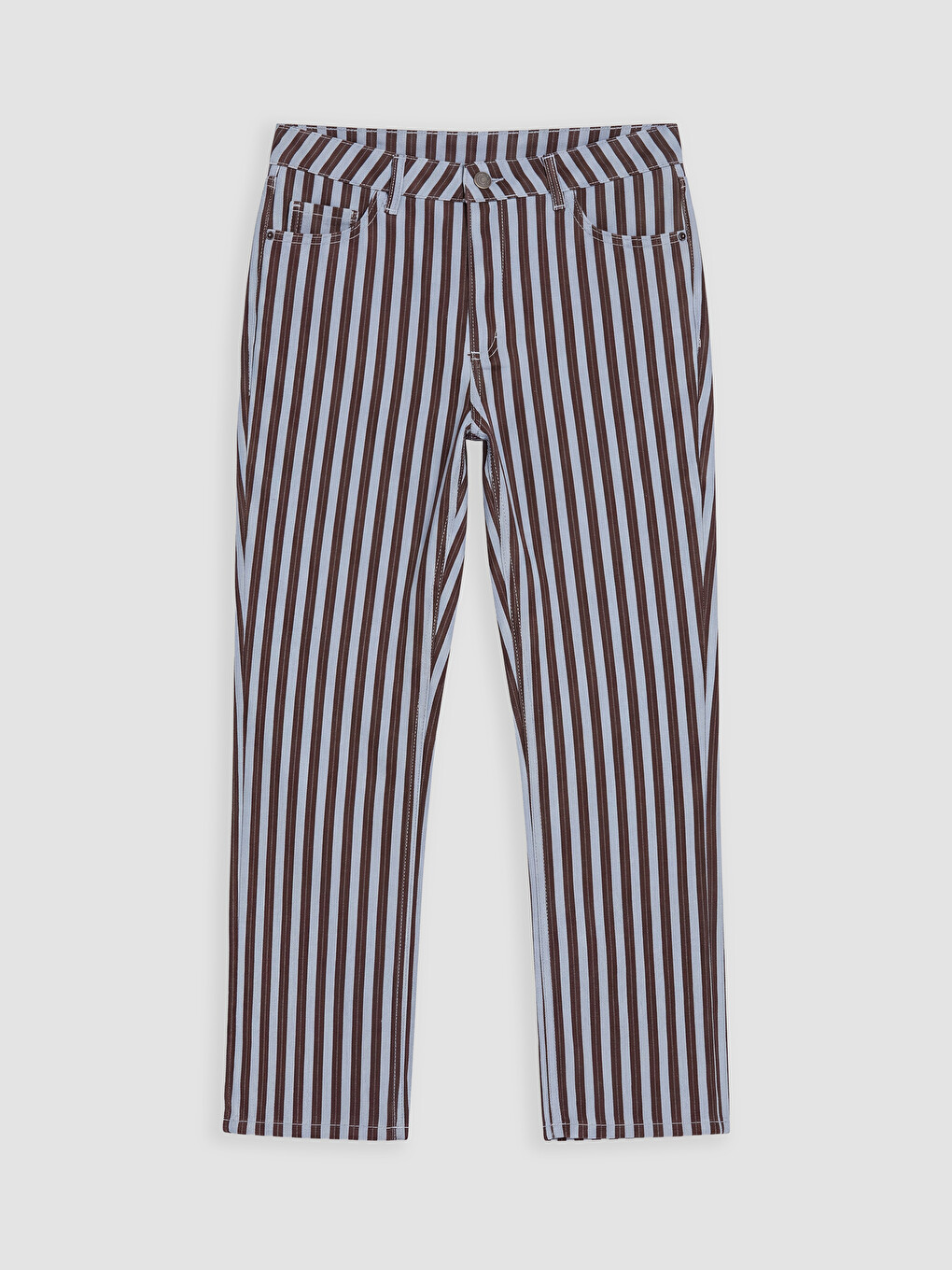 Mavi Çizgili Crop Flare Kadın Jean Pantolon