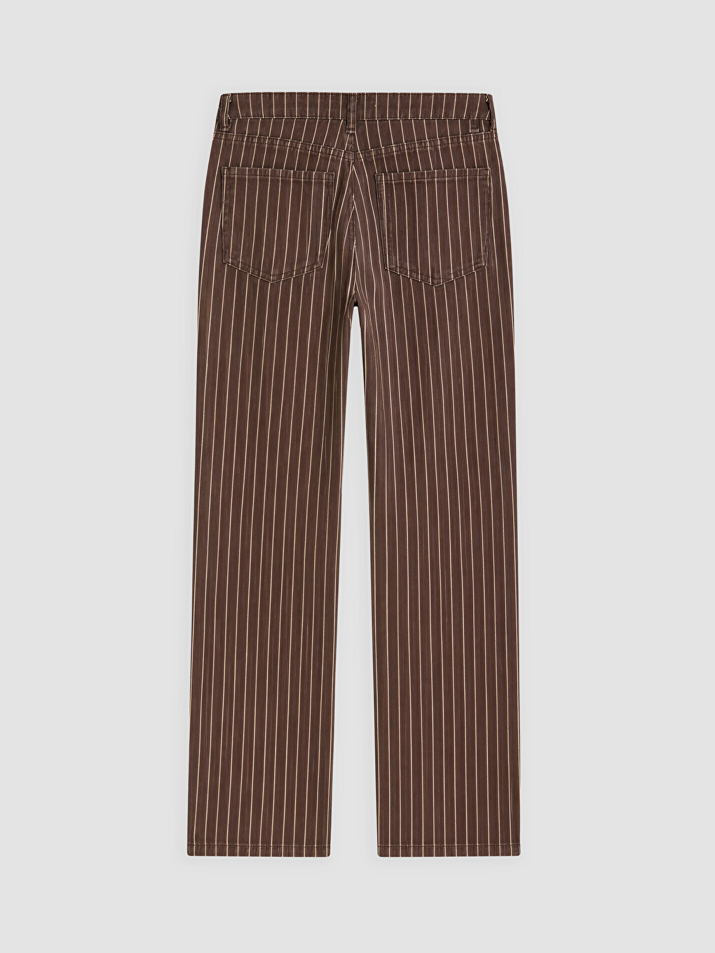 Kahverengi Çizgili Crop Flare Kadın Jean Pantolon-1