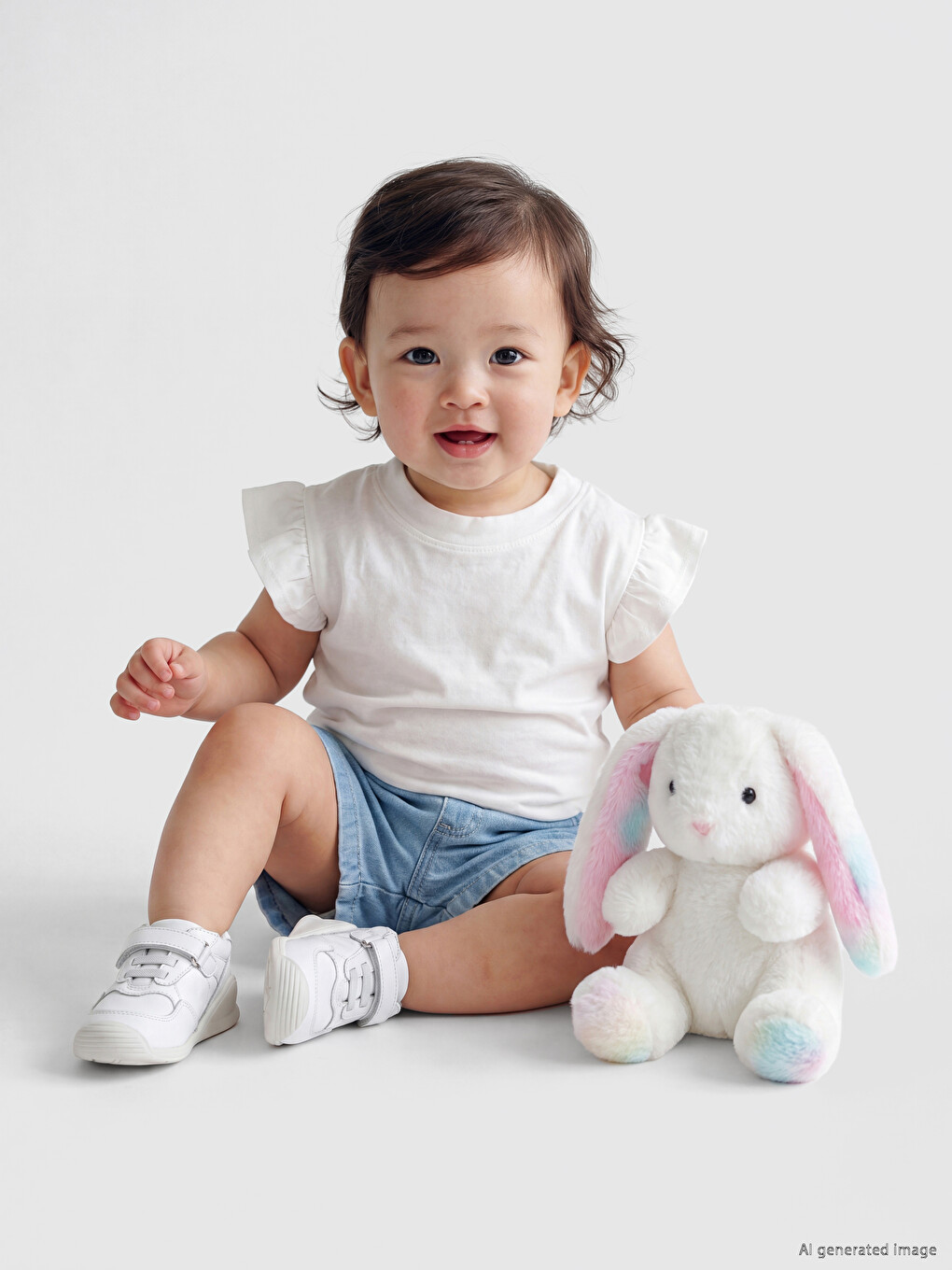 Printed Baby Girls' Dungarees And T-shirt Set-1