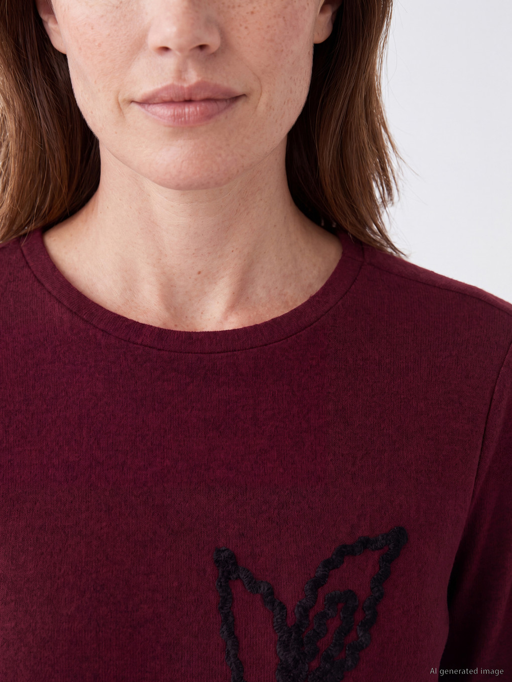 Crew Neck Embroidered Women's T-shirt-2