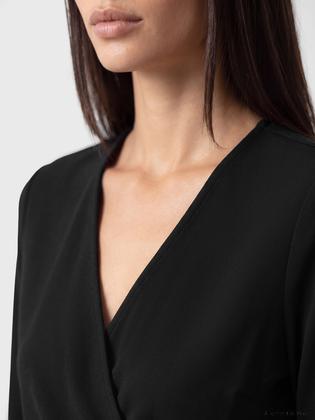 Double Breasted Collar Ruched Blouse-2