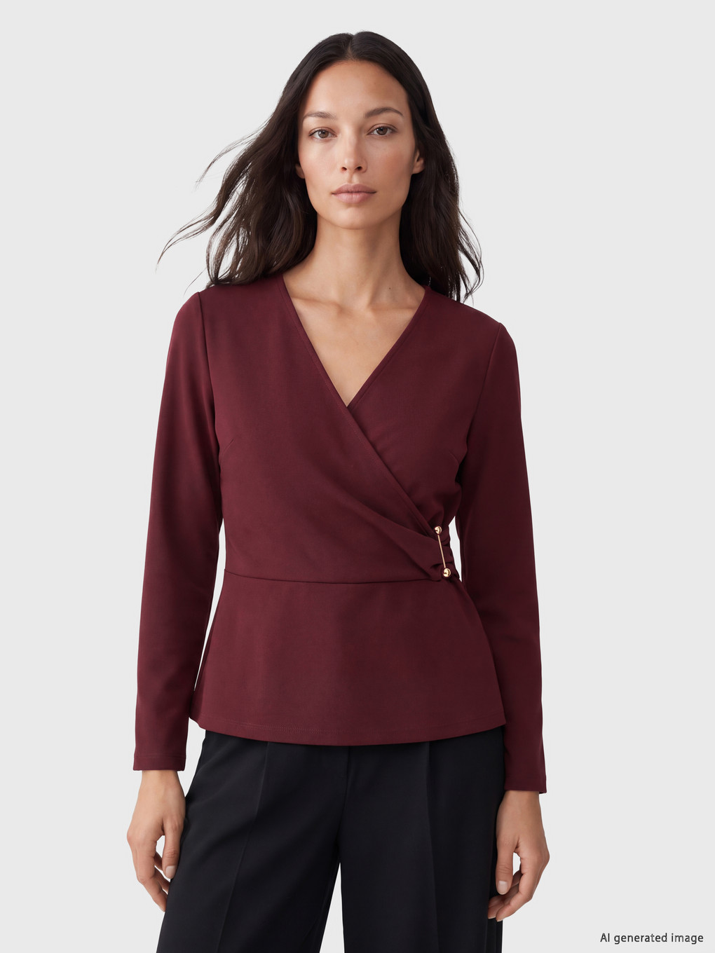 Bluza S Dvorednim Preklopnim Ovratnikom I Naborima