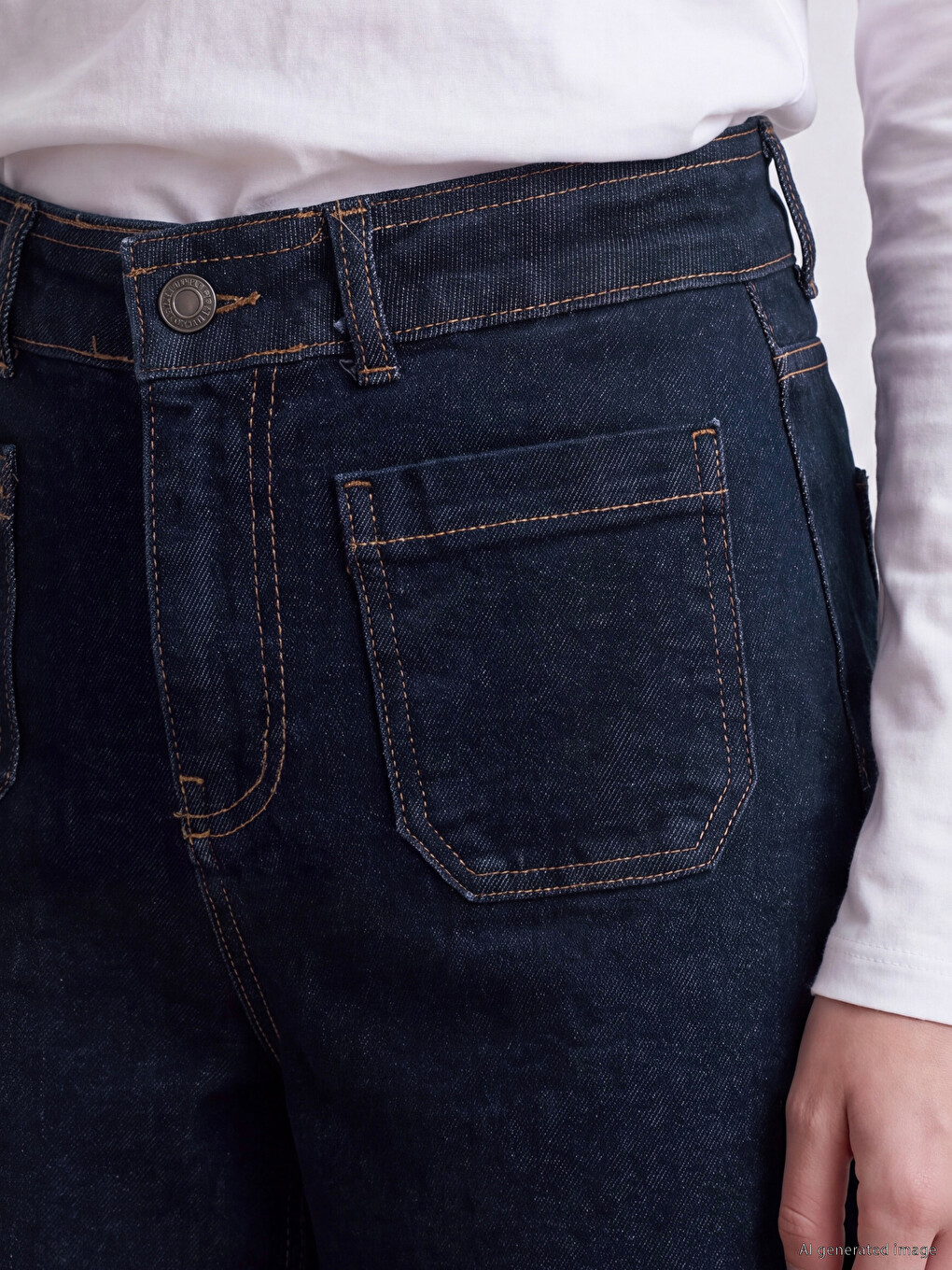 İndigo Wideleg Kadın Jean Pantolon-2