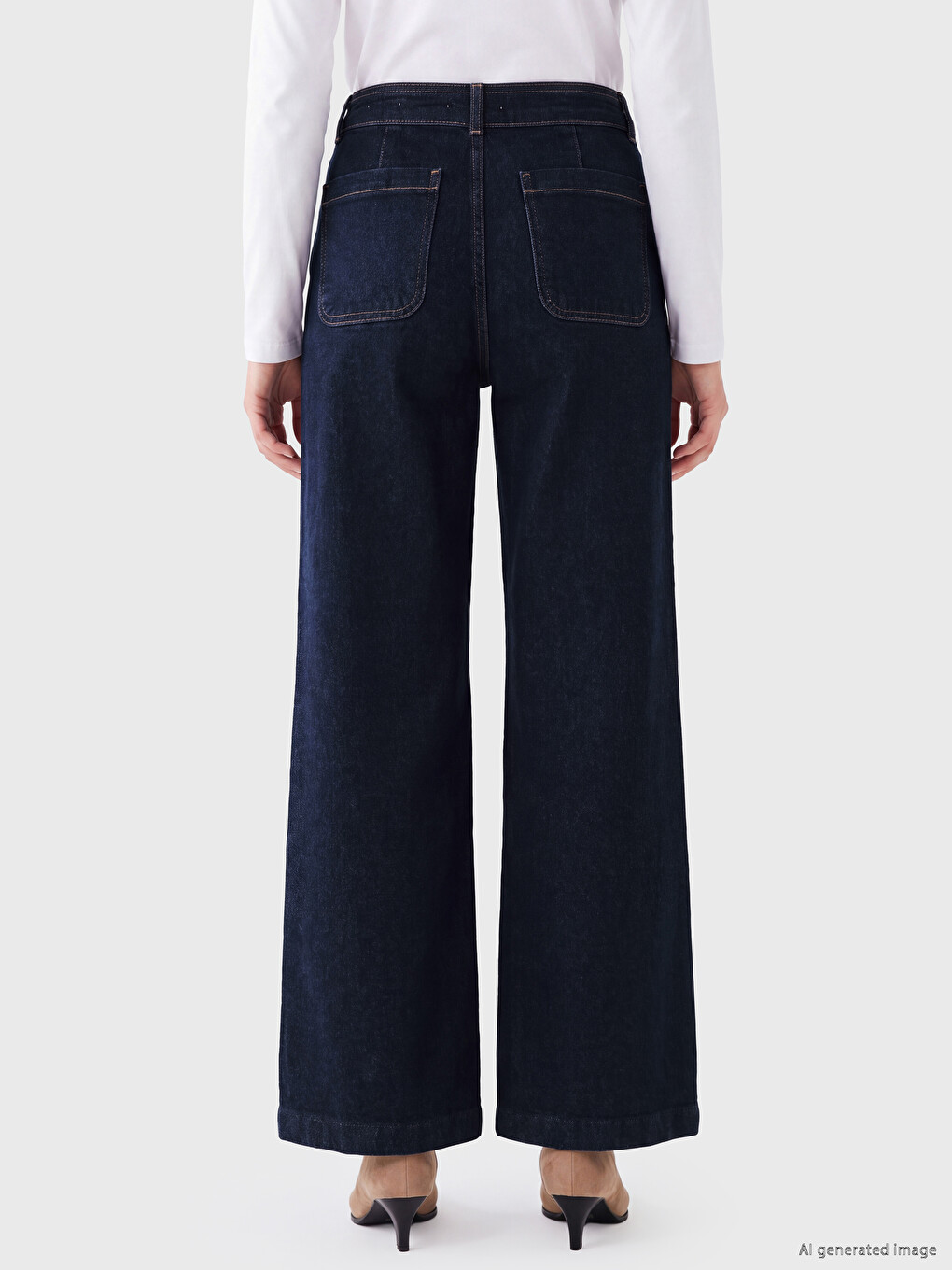 İndigo Wideleg Kadın Jean Pantolon-3