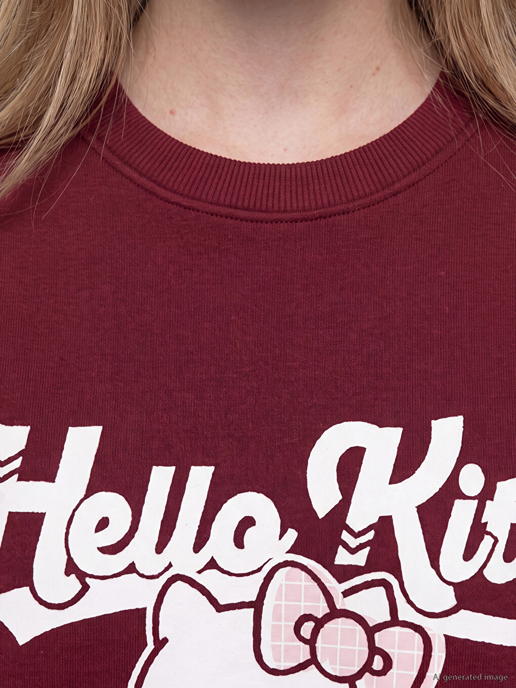 Hello Kitty Baskılı Oversize Kadın Kalın Sweatshirt-2