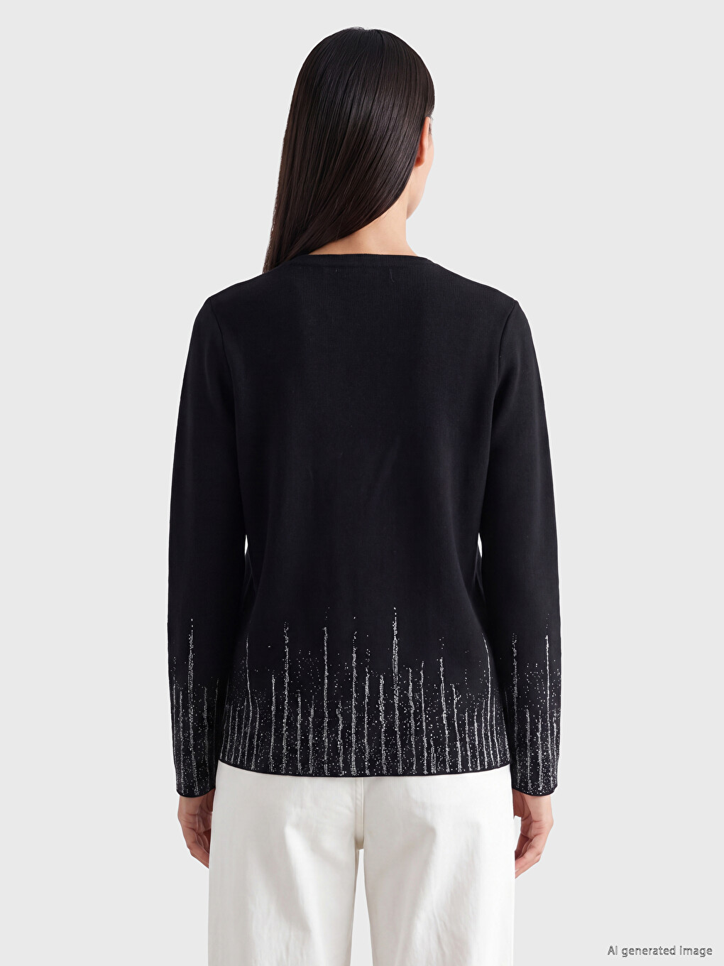 Crew Neck Patterned Women's Knitwear Sweater-3