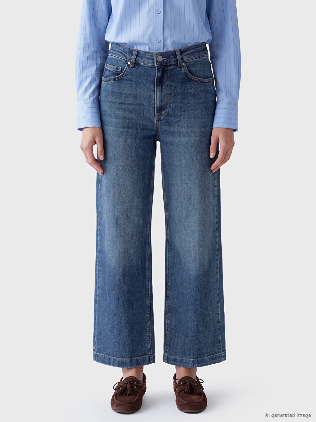 High Waisted Culotte Fit Women's Jeans-1