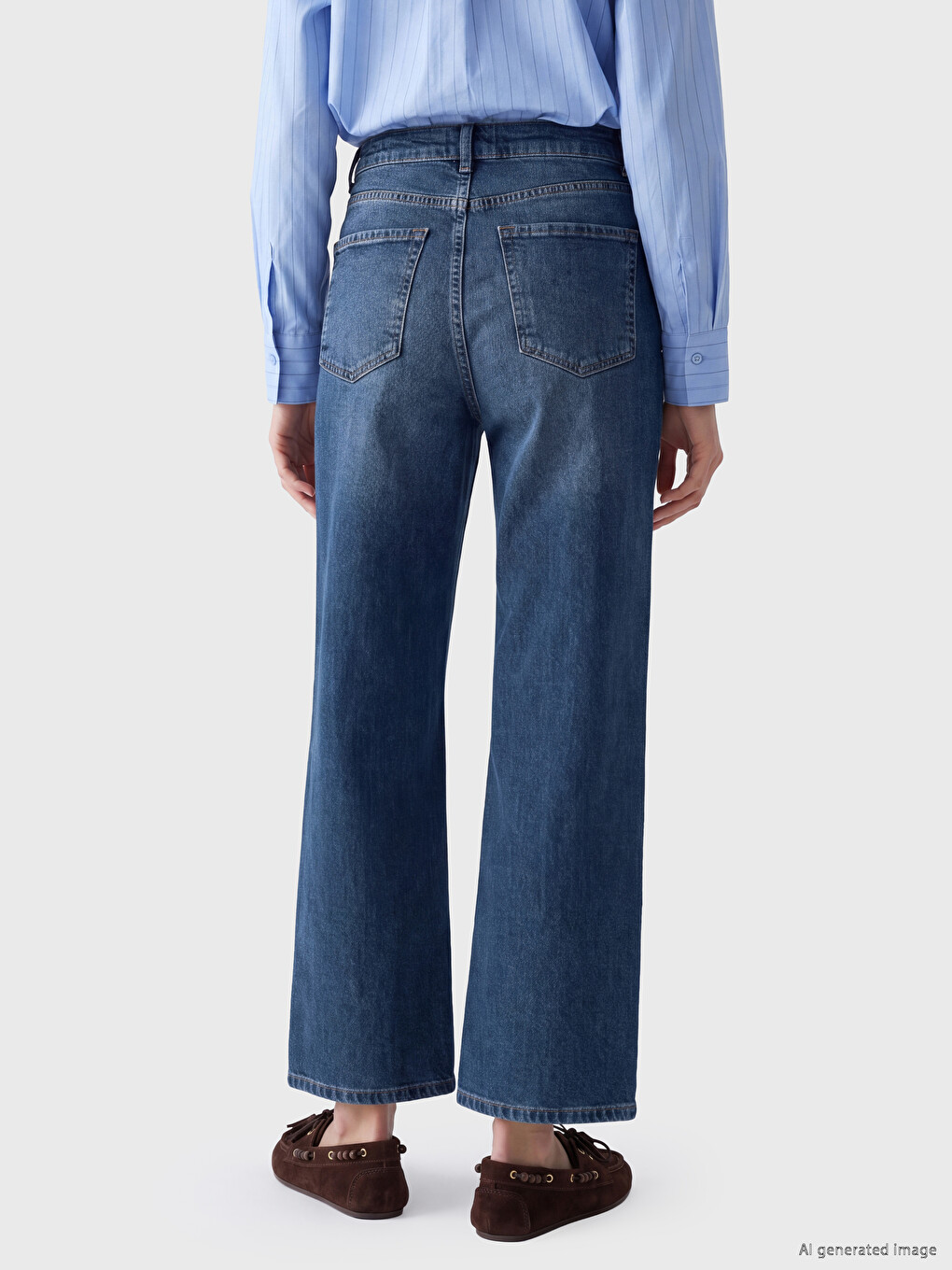 High Waisted Culotte Fit Women's Jeans-3