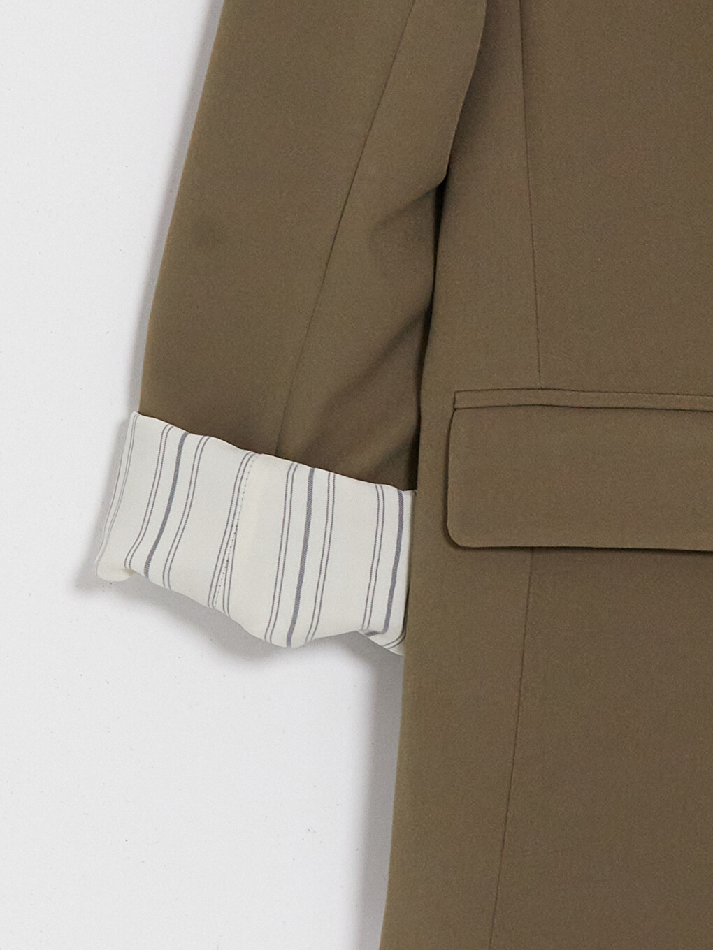 Haki Krep Kadın Blazer Ceket-2