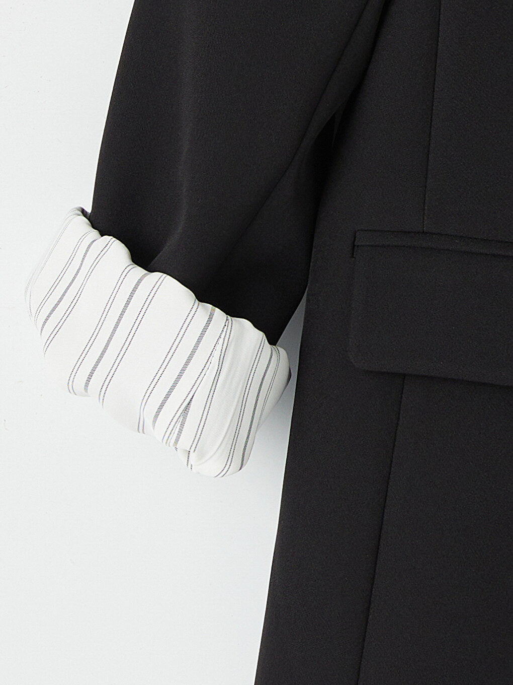 Siyah Krep Kadın Blazer Ceket-4