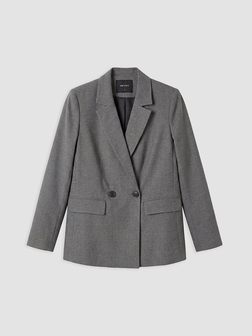 Gri Kruvaze Yaka Kadın Blazer Ceket