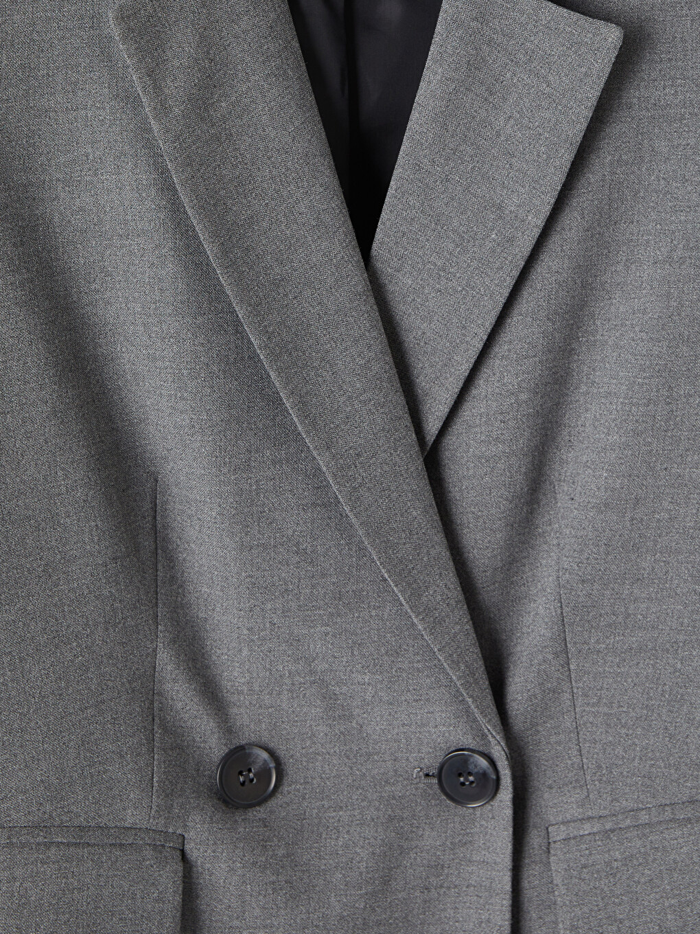 Gri Kruvaze Yaka Kadın Blazer Ceket-2