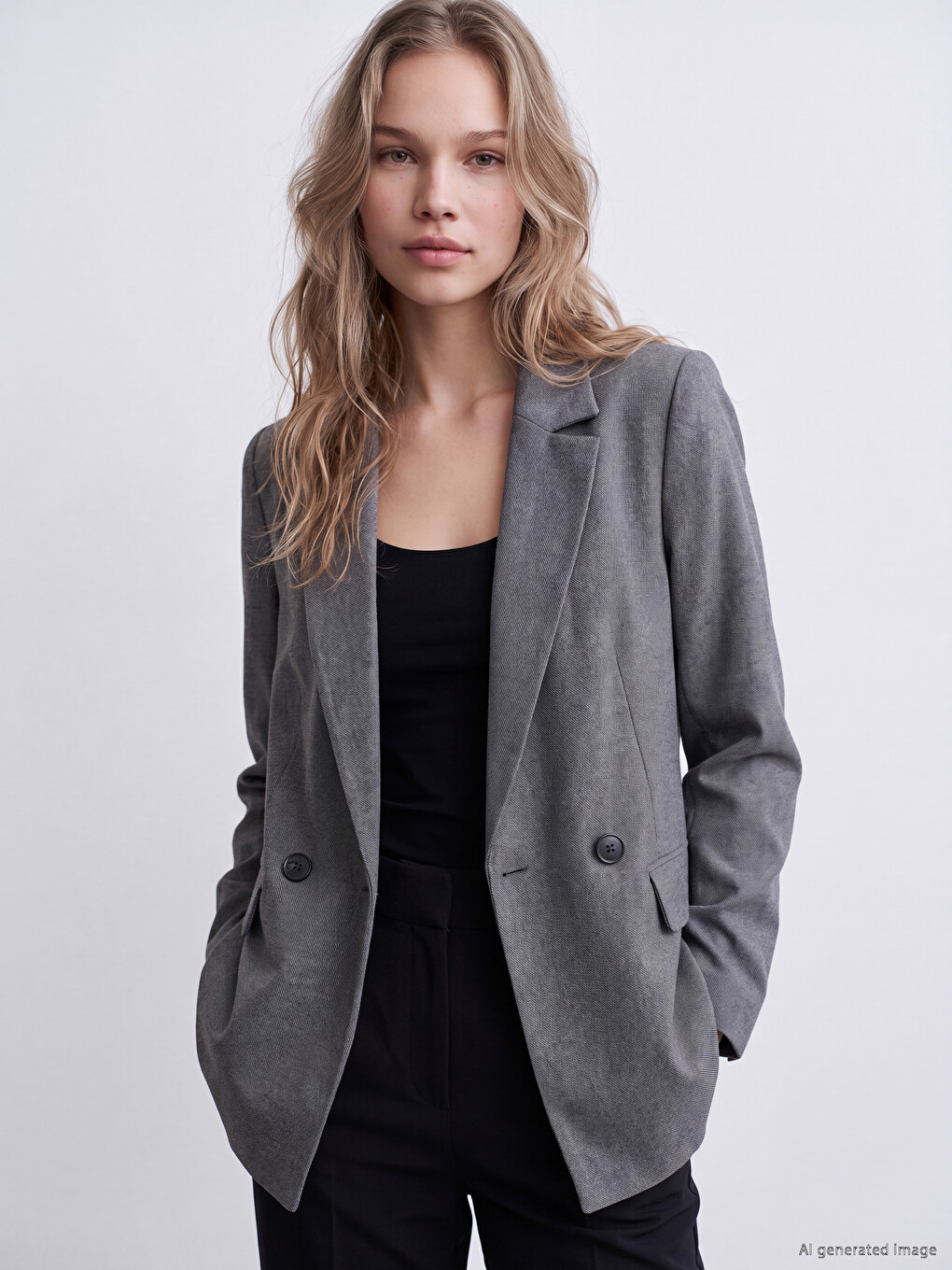 Double Breasted Collar Women's Blazer Jacket