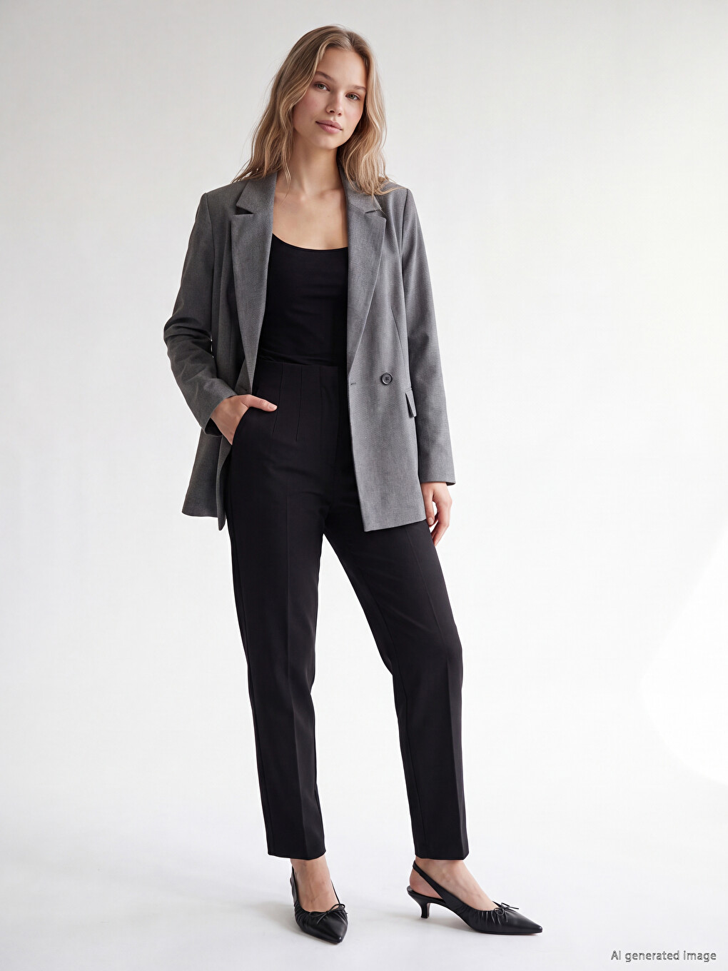 Double Breasted Collar Women's Blazer Jacket-1