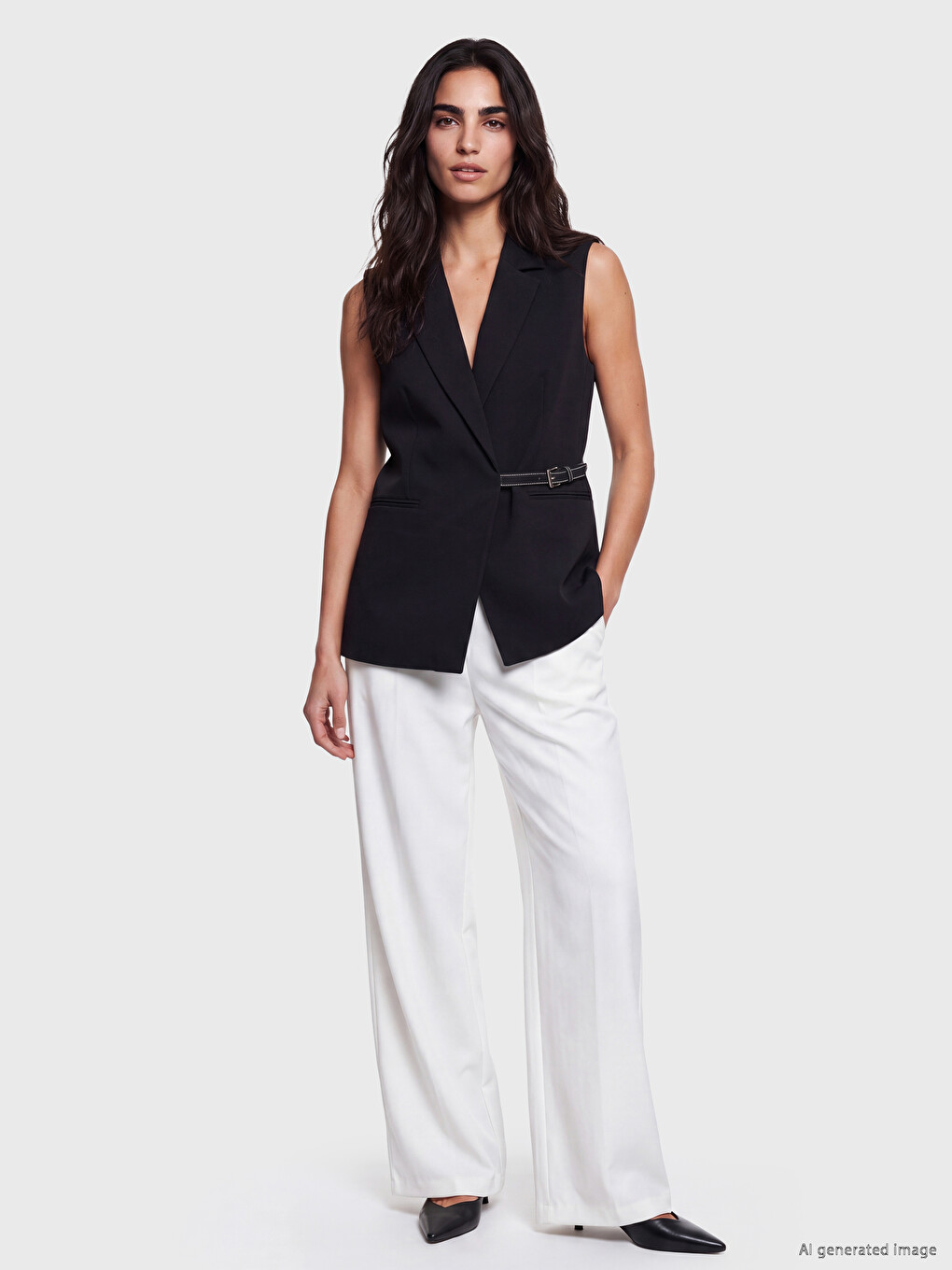 Notch Lapel Crepe Women's Classic Waistcoat-1