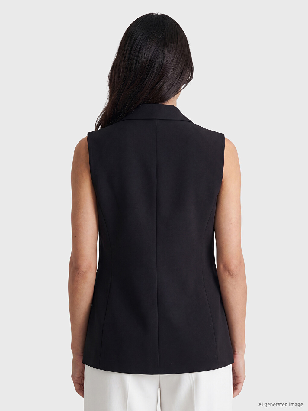 Notch Lapel Crepe Women's Classic Waistcoat-3