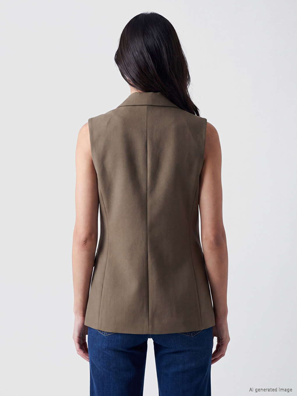 Notch Lapel Crepe Women's Classic Waistcoat-3