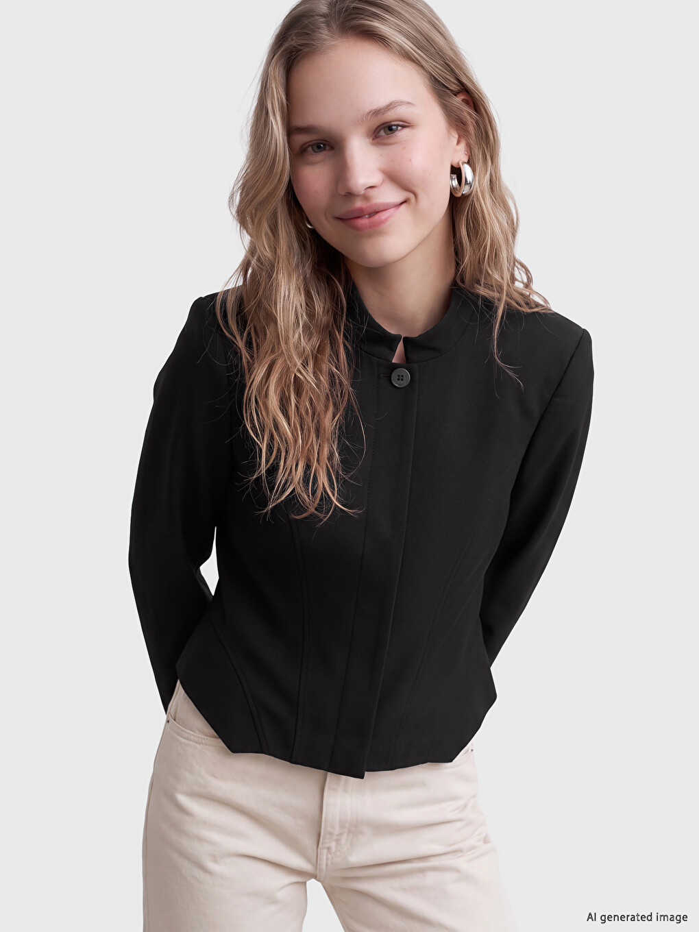 Grandad Collar Women's Jacket-1
