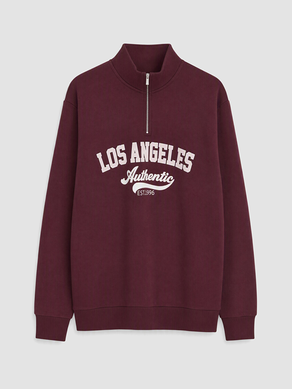 Mürdüm Baskılı Oversize Kadın Kalın Sweatshirt
