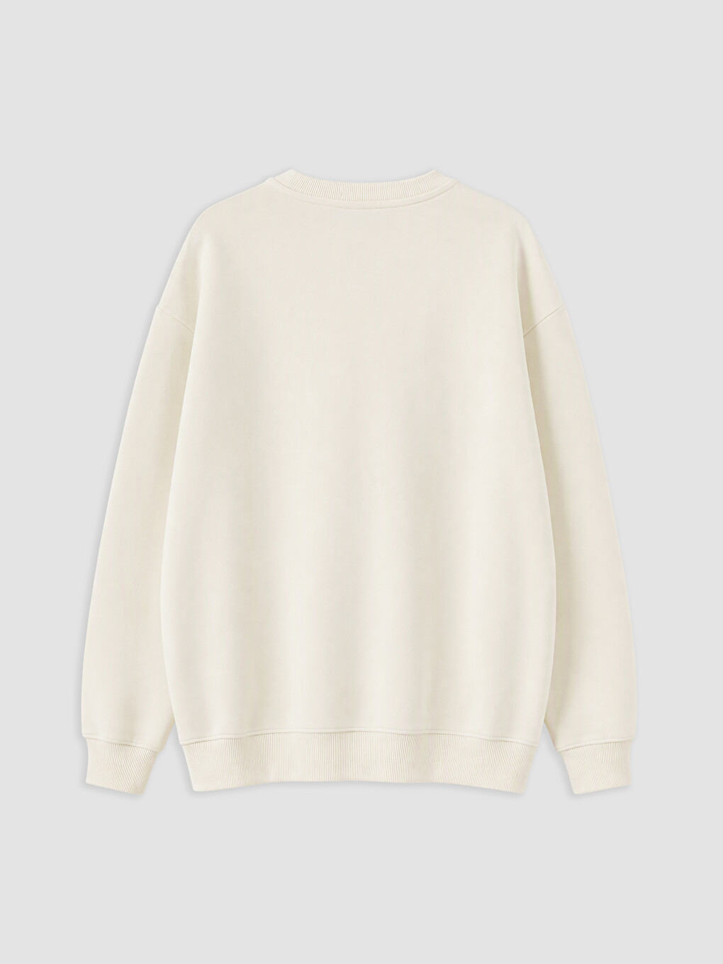 Bej Boston Baskılı Kadın Kalın Sweatshirt-1