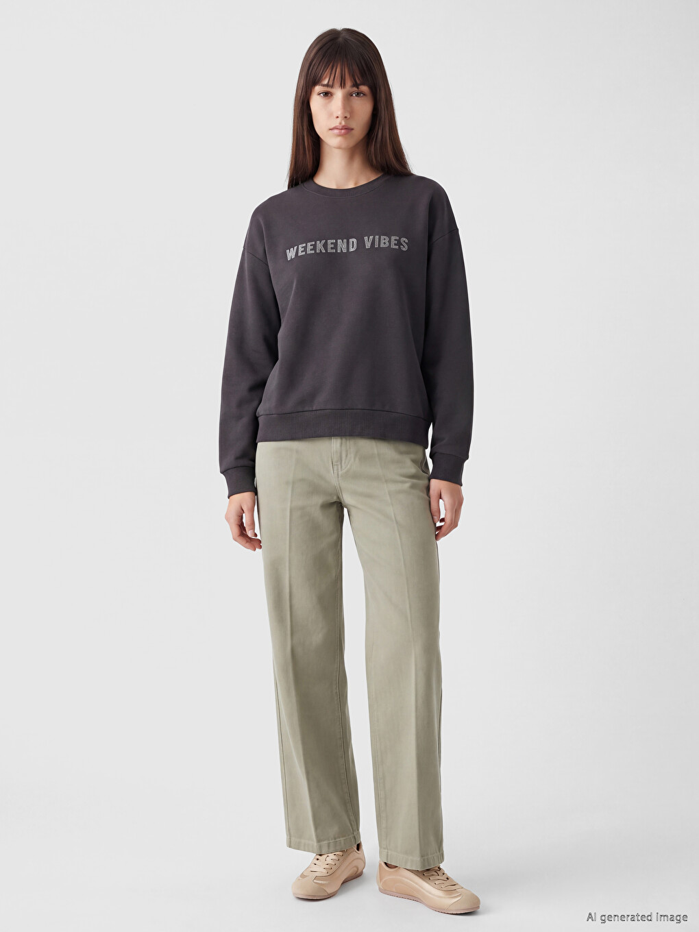 Crew Neck Oversize Women's Sweatshirt-1
