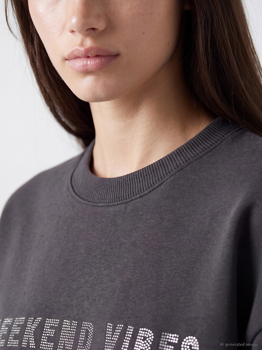 Crew Neck Oversize Women's Sweatshirt-2