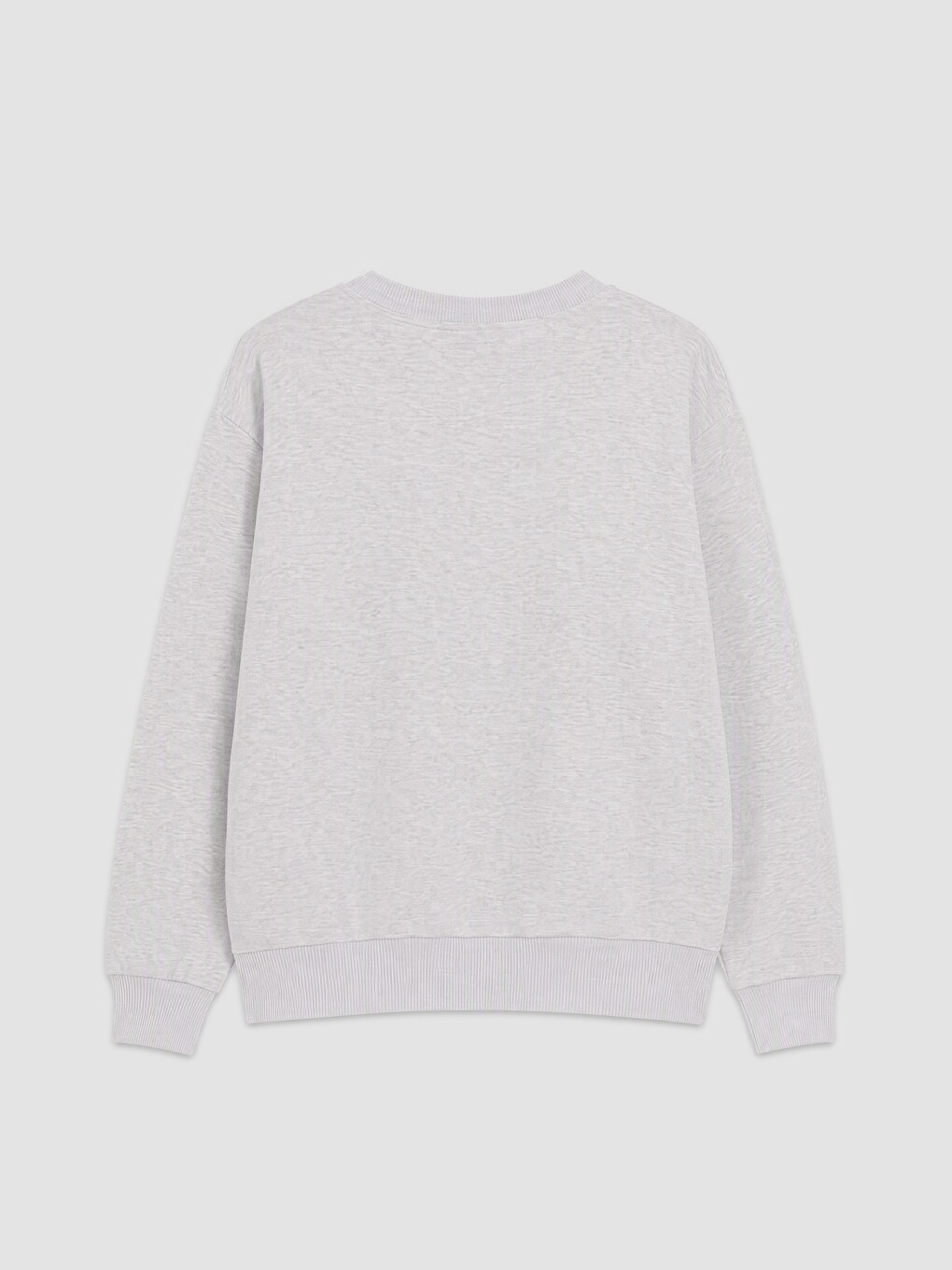 Gri Nakışlı Oversize Kadın Kalın Sweatshirt-1