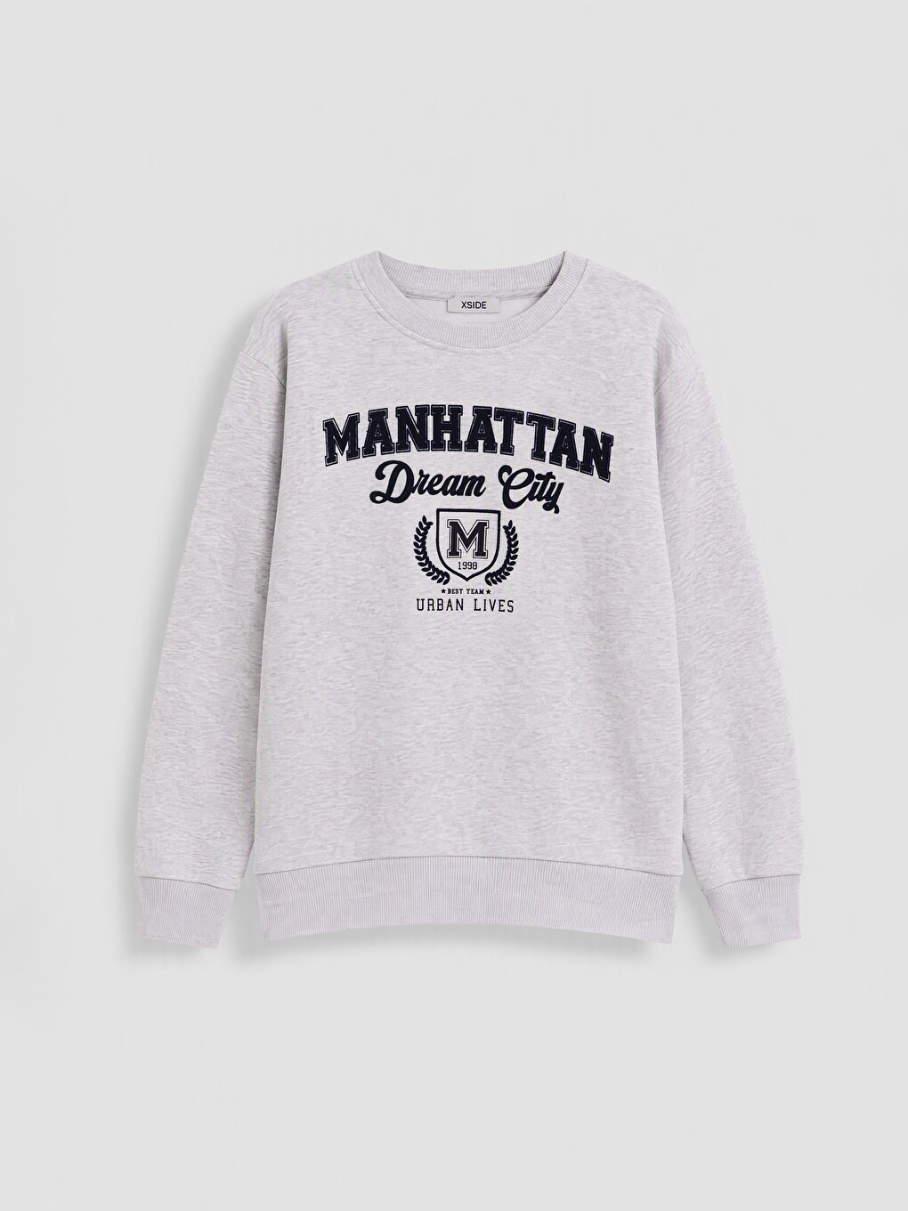 Gri Nakışlı Oversize Kadın Kalın Sweatshirt-4