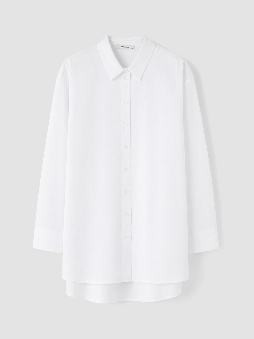 Beyaz Oversize Poplin Kadın Gömlek Tunik-4