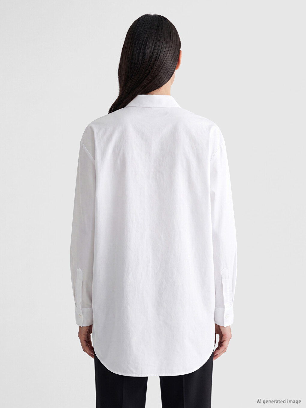 Beyaz Oversize Poplin Kadın Gömlek Tunik-3