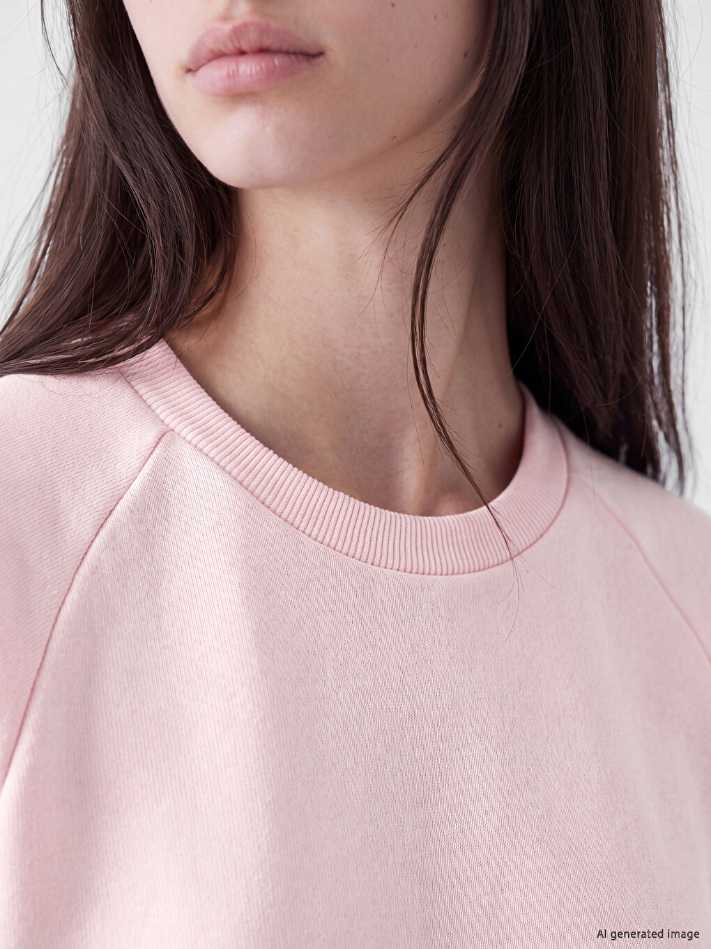 Pembe Oversize Kadın Kalın Sweatshirt-2
