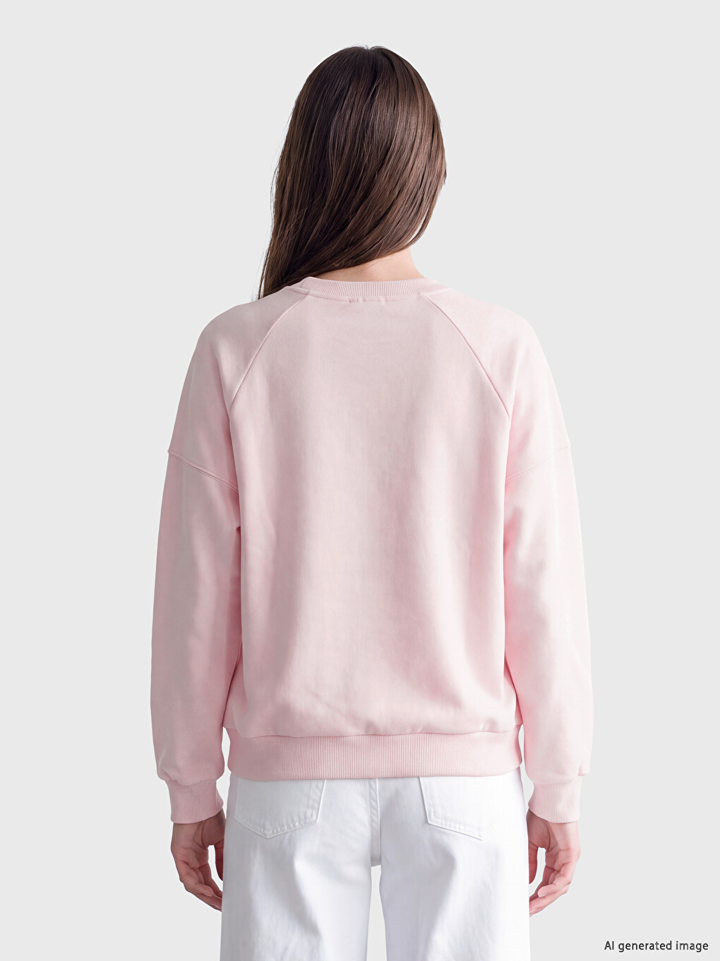 Pembe Oversize Kadın Kalın Sweatshirt-3