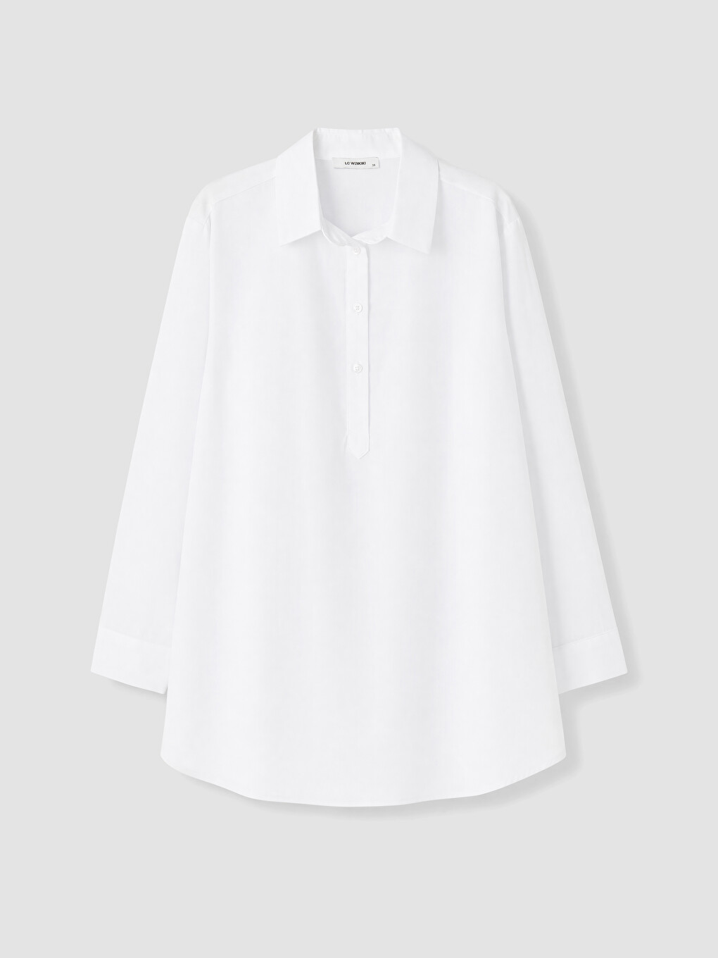 Beyaz Oversize Poplin Kadın Gömlek Tunik-4