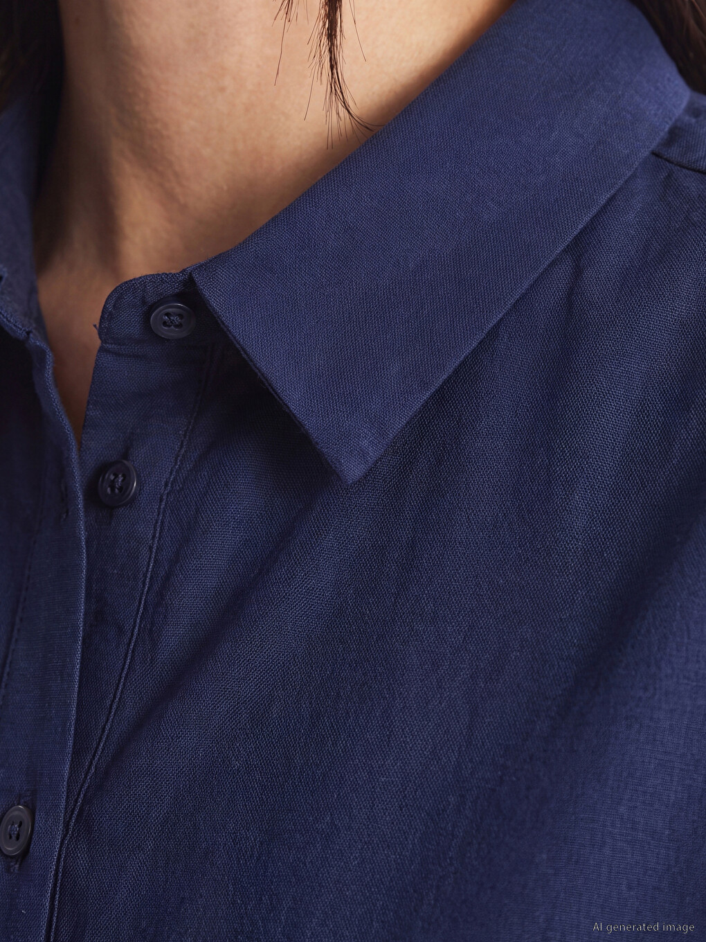 Lacivert Oversize Poplin Kadın Gömlek Tunik-2
