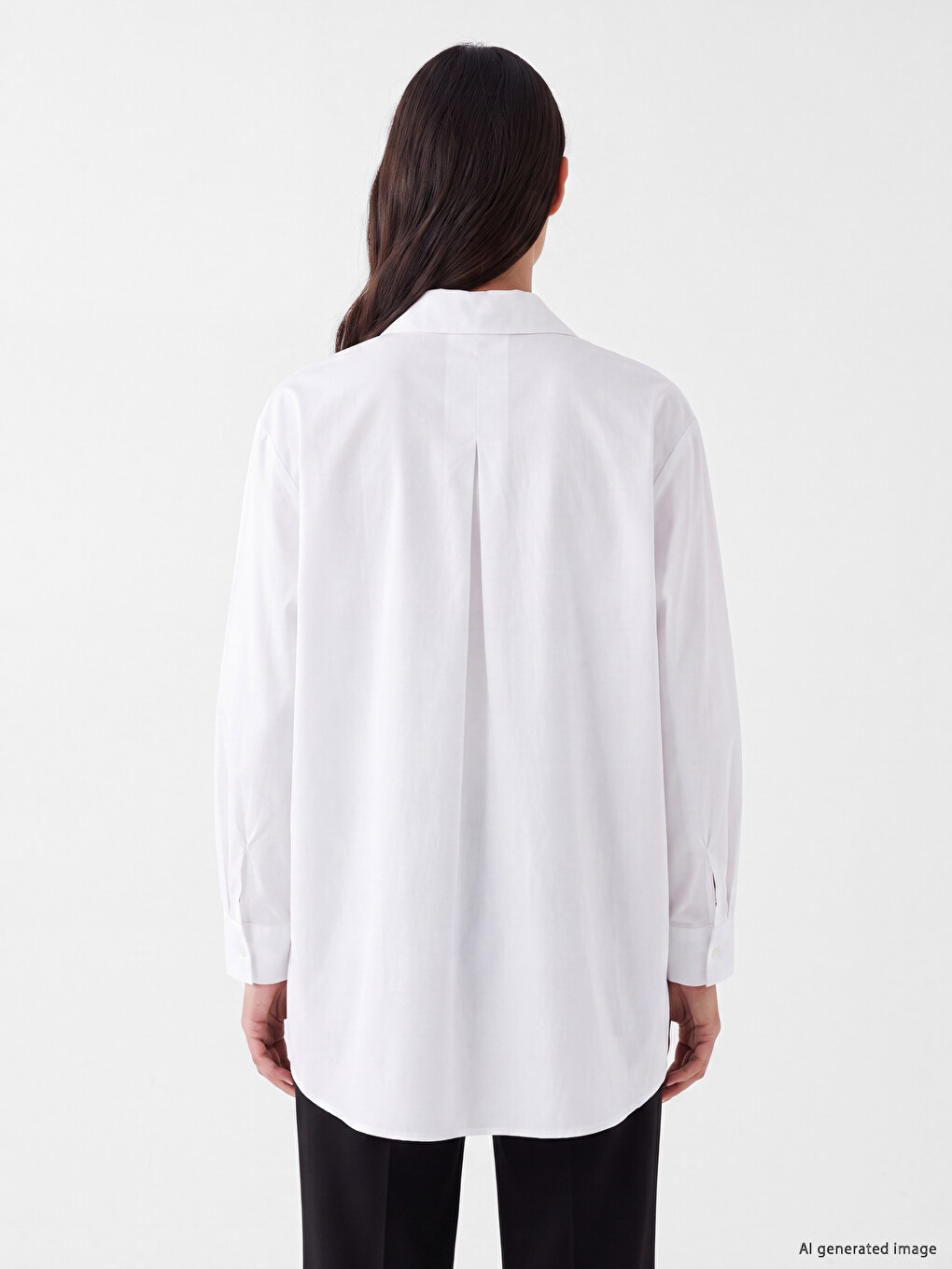 Beyaz Oversize Poplin Kadın Gömlek Tunik-3