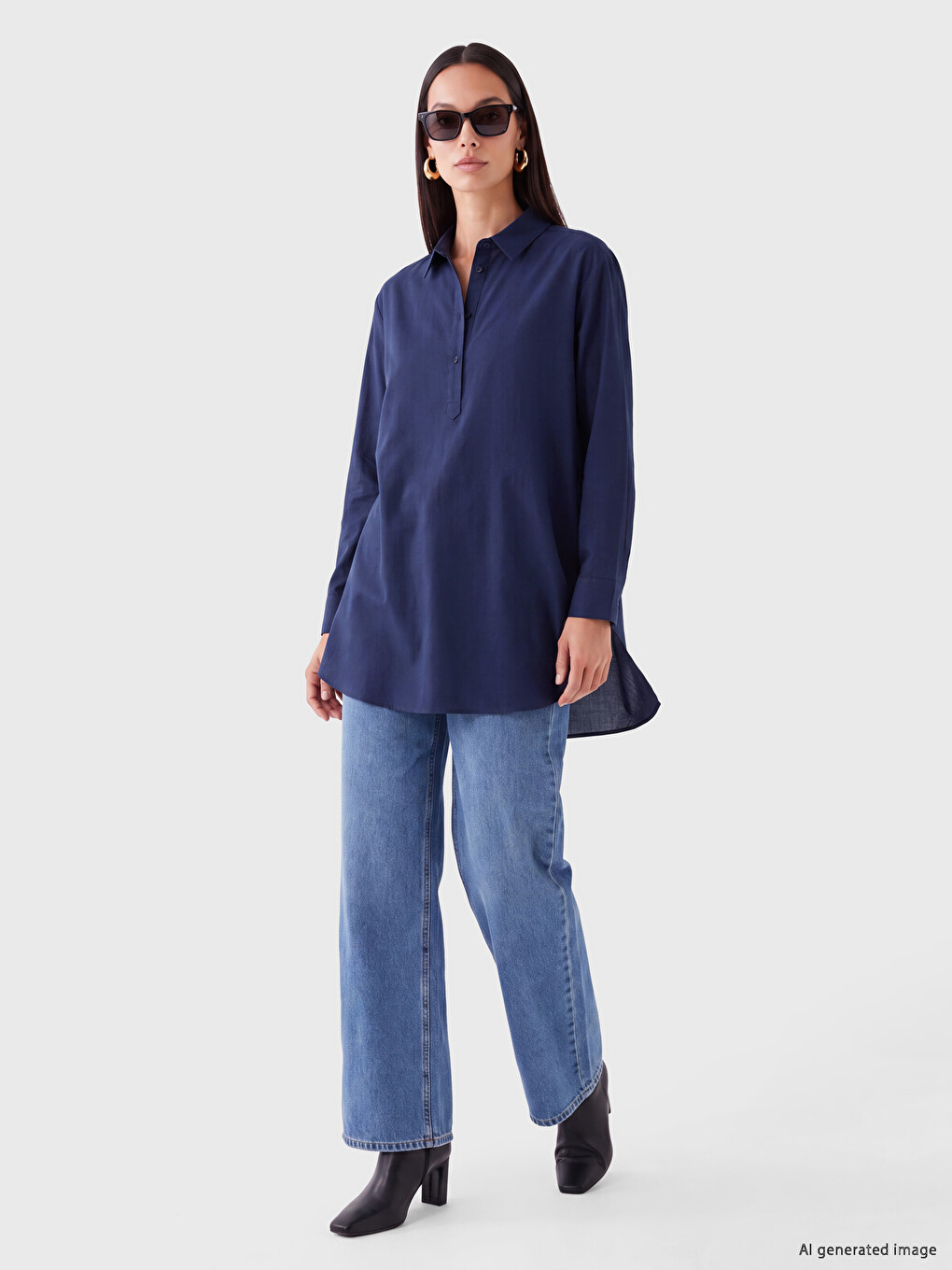 Oversize Poplin Women's Shirt Tunic-1