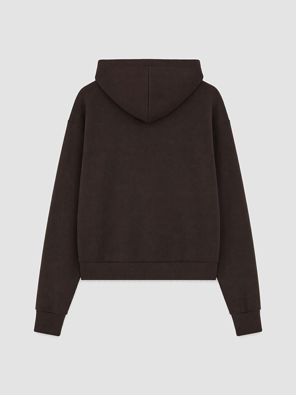 Kahverengi Kapüşonlu Soft Touch Kadın Fermuarlı Sweatshirt-2