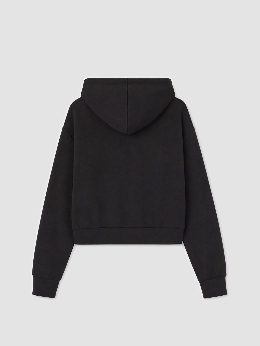Siyah Kapüşonlu Soft Touch Kadın Fermuarlı Sweatshirt-1