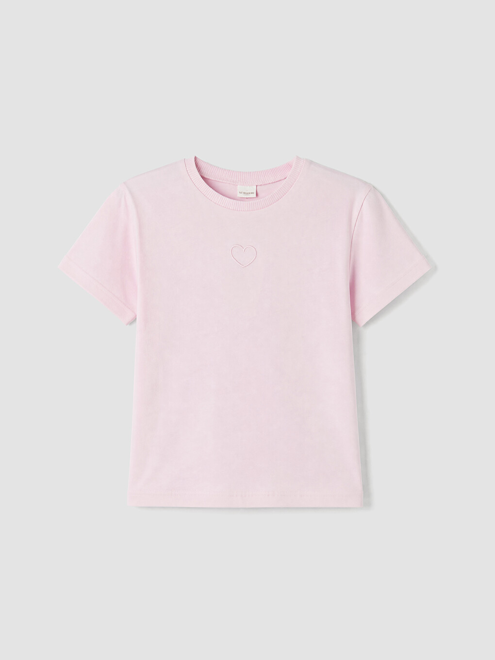 Pembe Kalp Nakışlı Kız Çocuk Tişört