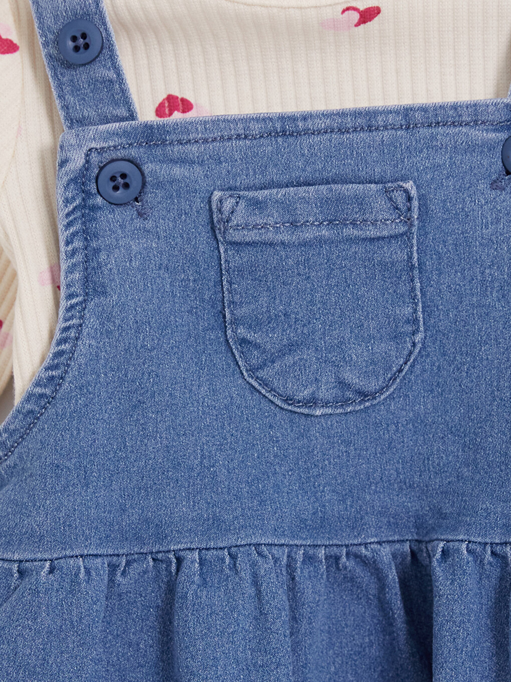 Baby Girls' T-shirt And Jean Dungaree Dress-7