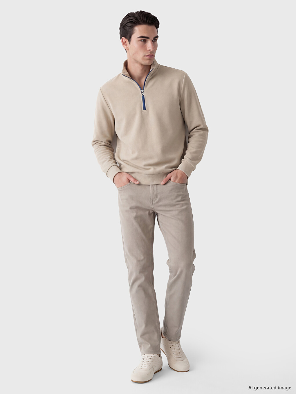 Bluza Sportive Gjysmë-zip Me Jakë Të Ngritur Për Burra